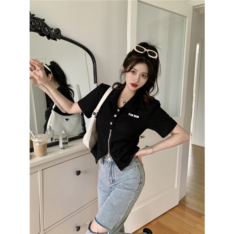 Áo Thun Tay Ngắn Cổ POLO Phong Cách Hàn Quốc Thời Trang Cho Nữ