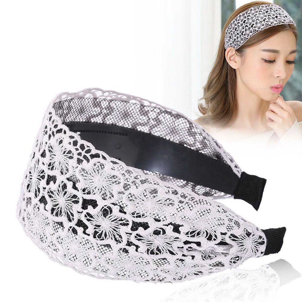 Băng Đô Cài Tóc Phối Ren Bản Rộng Thời Trang Cho Nữ