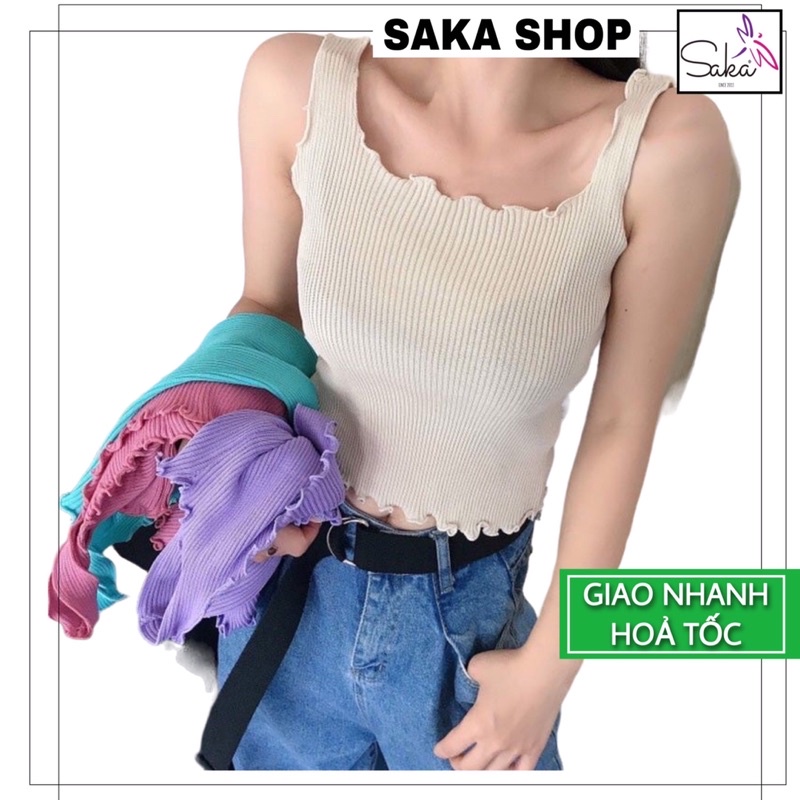 Áo croptop nữ 2 dây cuốn biên nẹp viền chỉ nhiều màu dễ thương