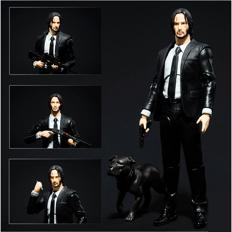 Mô hình đồ chơi John Wick Mafex chapter 2 vest đen + chó