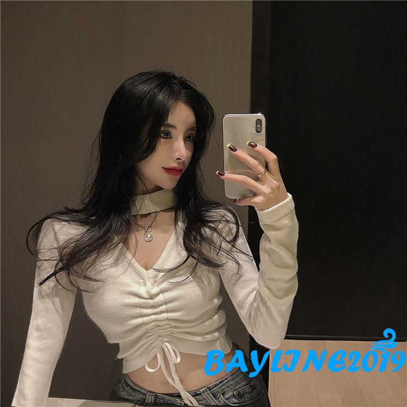 Áo Thun Lửng Tay Dài Màu Sắc Thời Trang Dành Cho Nữ