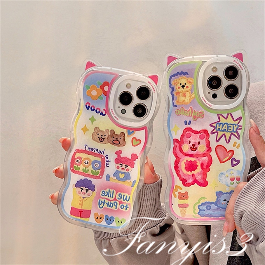 Ốp Điện Thoại Mềm Trong Suốt Họa Tiết Tai Mèo Cho iPhone 14 13 12 11 Pro Max X XR Xs Max 8 7 6 6s Plus SE 2020