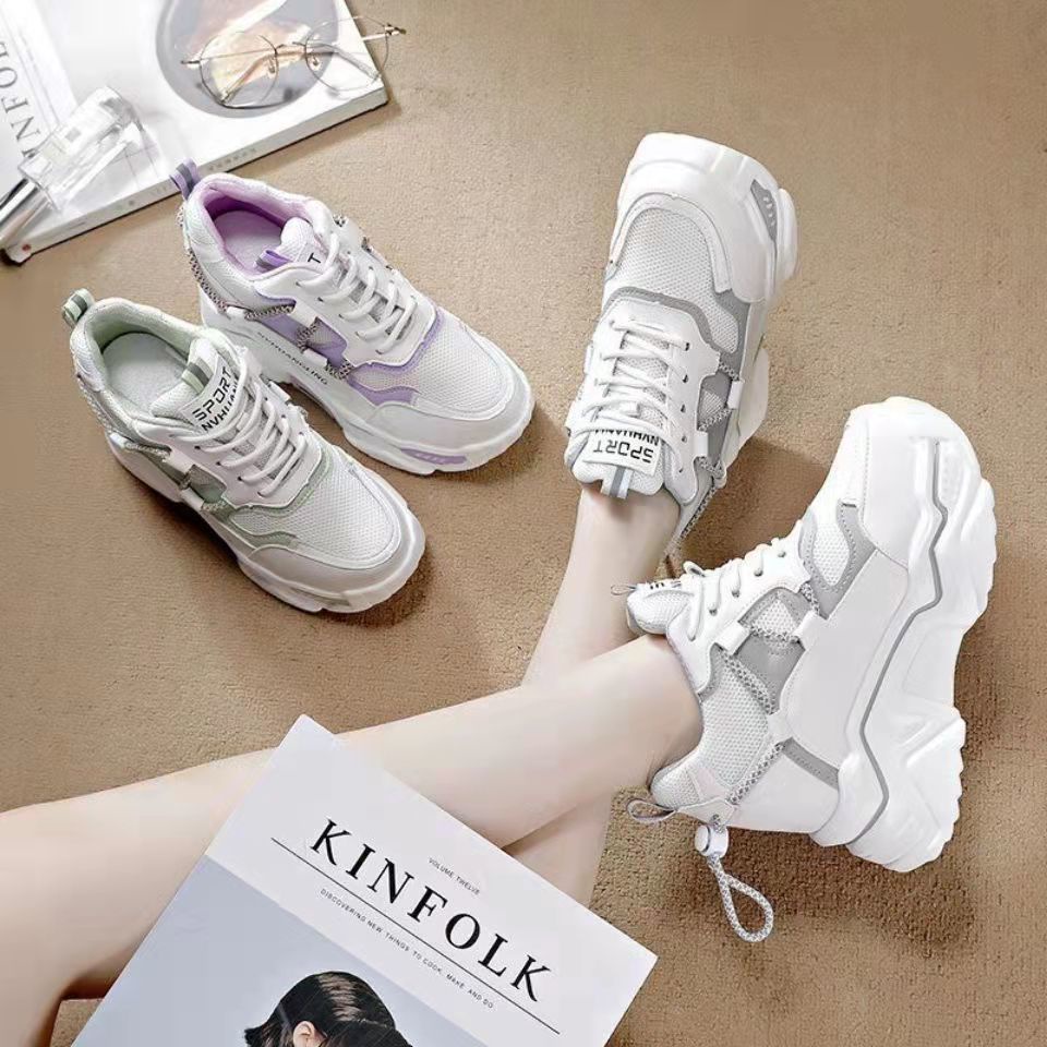 Giày Thể Thao Đế Dày Tăng Chiều Cao Màu Tím Phong Cách Mới