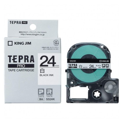 Nhãn in khổ 24mm (Tepra SS24K - chữ đen nền trắng) - tương thích máy in nhãn Epson / Tepra