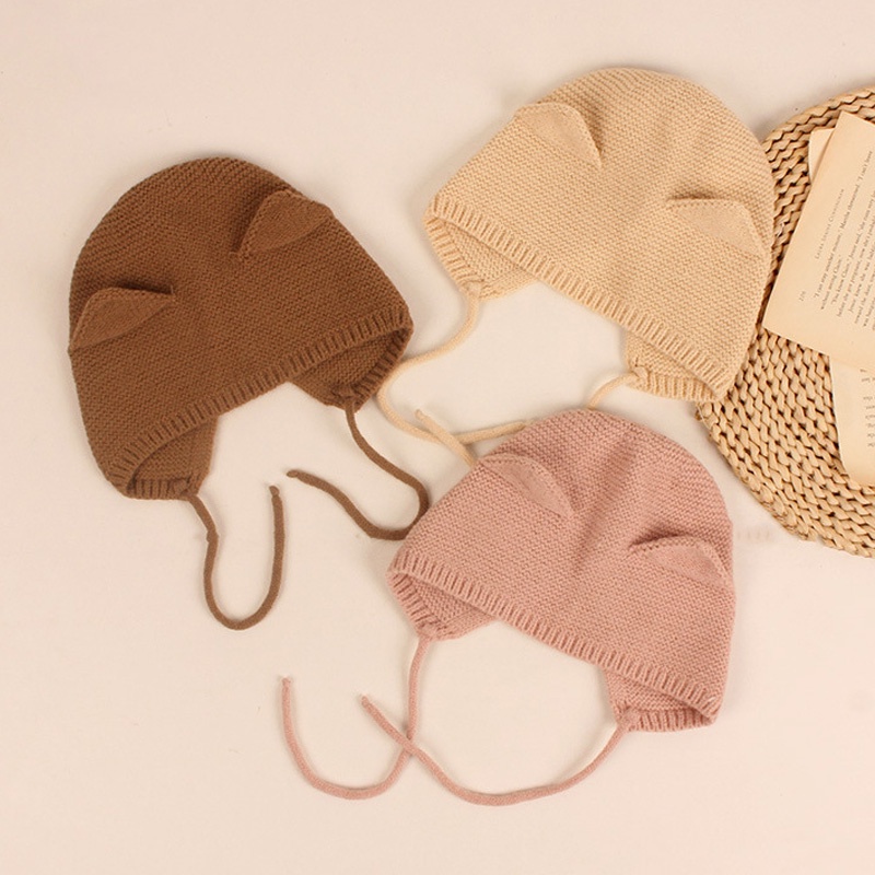 Mũ Len Beanie Tai Mèo Dễ Thương Cho Bé 0-2 Tuổi