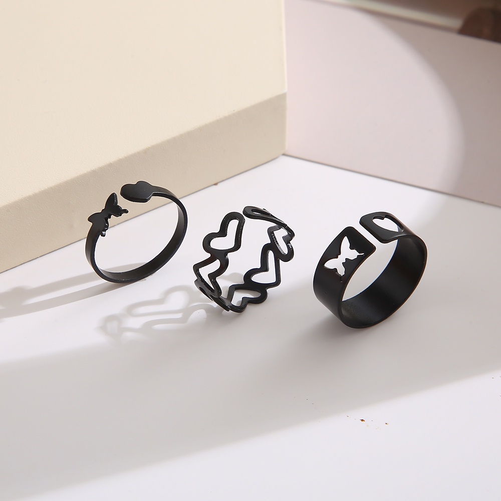 iF YOU Bộ 3 Nhẫn Hình Bướm Trái Tim Phong Cách Cổ Điển Thời Trang Cho Nữ