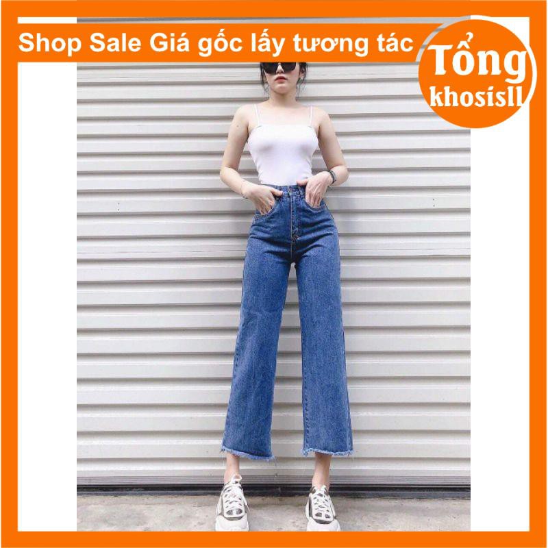 [RẺ VÔ ĐỊCH] Quần jeans nữ cạp cao cài cúc🦋 ống rộng rua ống và quần bagy trơn đủ size loại 1