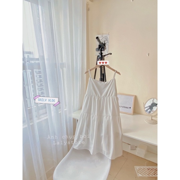 Váy 2 dây, đầm babydoll nữ dáng dài đen trắng hai dây vintage phong cách Ulzzang LALY V05 | BigBuy360 - bigbuy360.vn