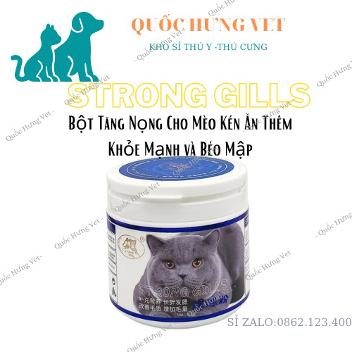 Bột Tăng Nọng, Form Mặt Bánh Bao Cho Mèo Strong Gills 200g 😼