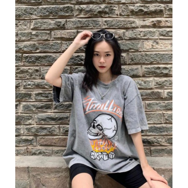 Áo Phông Đầu Lâu Hate Chất Liệu Su Mịn Fom Rộng Tay Lỡ Xưởng May DCS