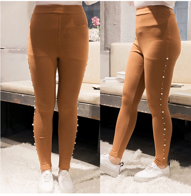 Quần legging big size màu nâu đính hột size 2Xl 60-75kg