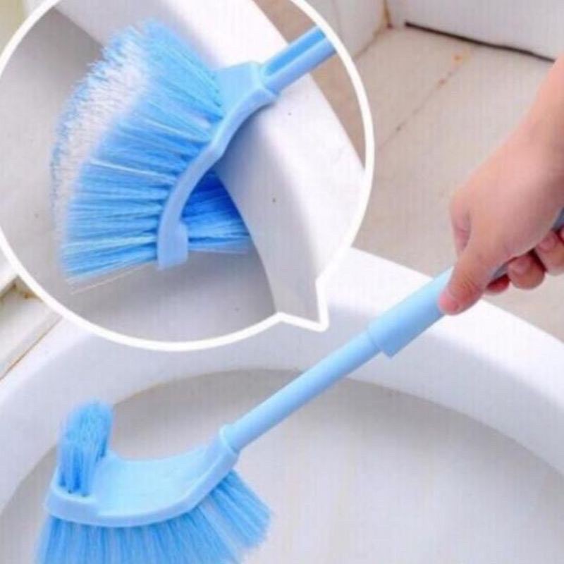 Cọ bồn cầu toilet 2 đầu chà vệ sinh nhà tắm cán dài lông chổi mềm bằng nhựa cao cấp màu xanh hồng