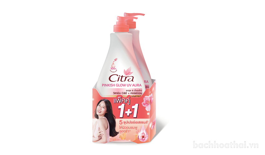 Sữa dưỡng thể trắŉg da chốnǥ nắng toàn thân Citra Pinkish Glow UV Aura Thái Lan