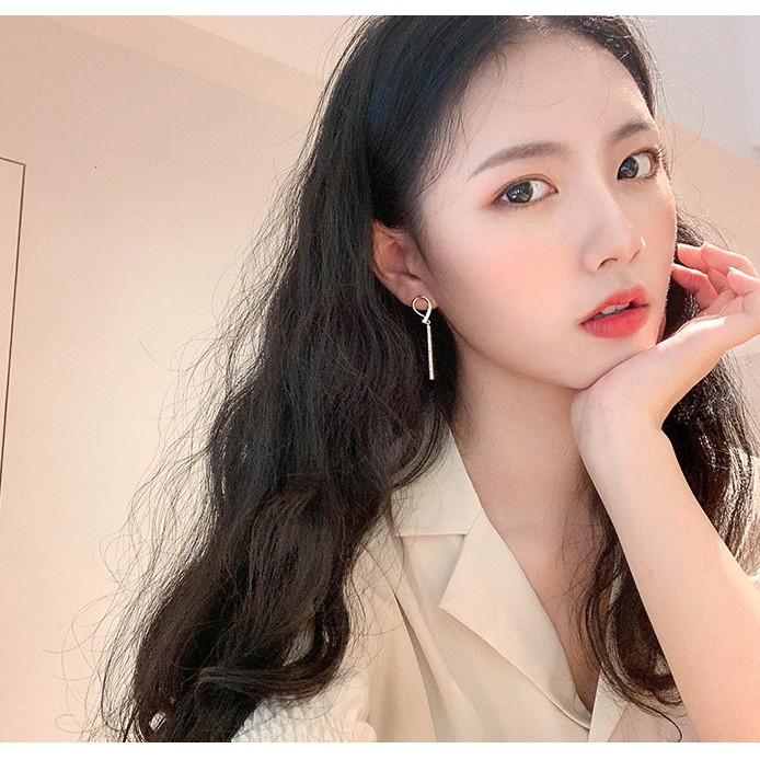 Bông tai họa tiết nút thắt đính đá độc đáo BT128