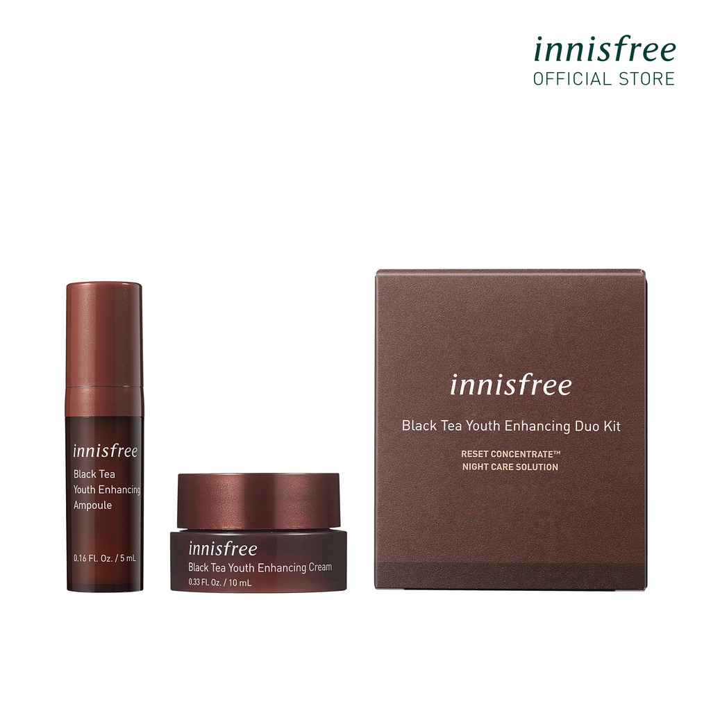 (Thêm 2 vào giỏ hàng) Bộ sản phẩm chống lão hóa trà đen Innisfree Black Tea Youth Enhancing Ampoule Set