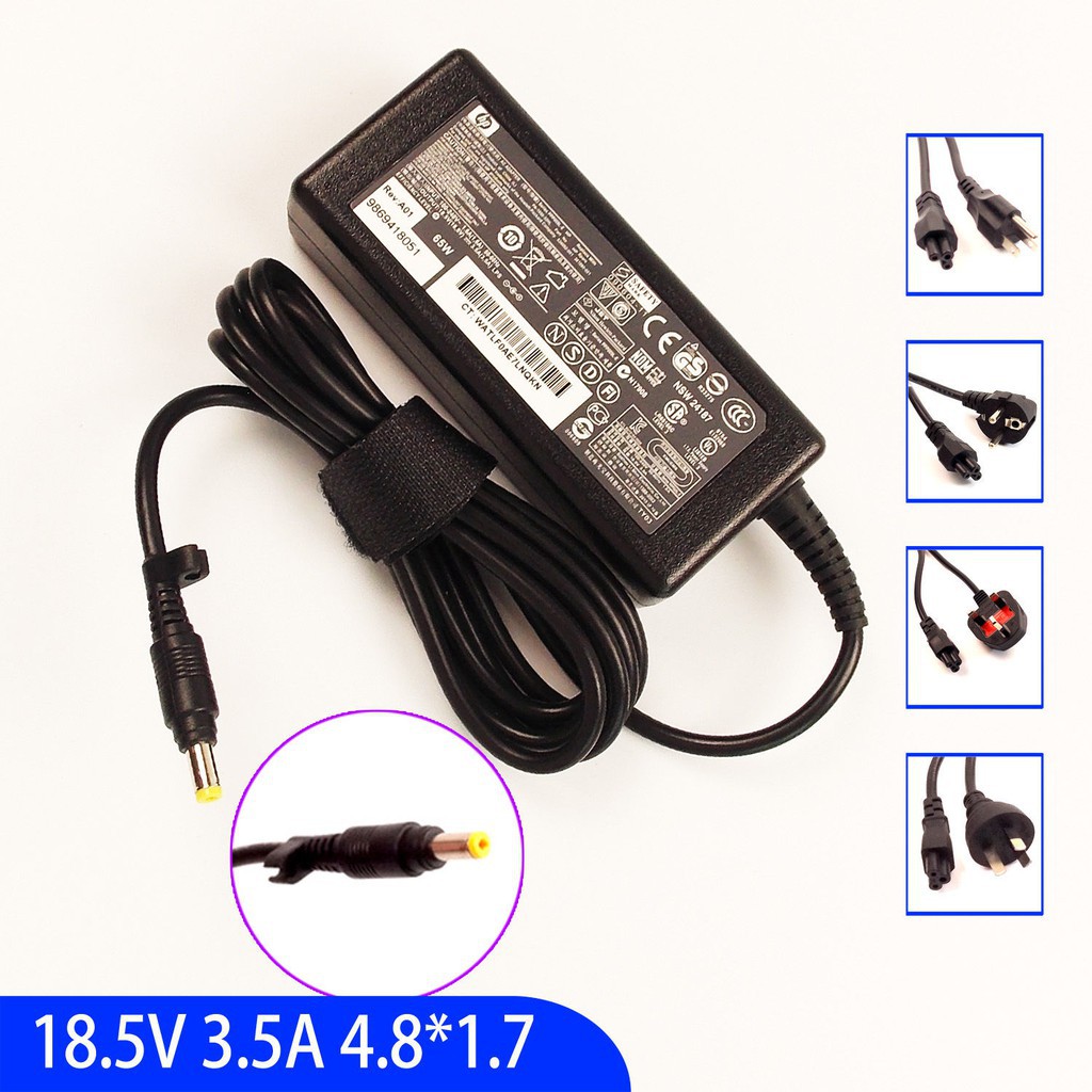 Cục Sạc Thay Thế Dùng Cho Laptop HP Thông Số 18.5V-3.5 Chân Vàng Nhỏ