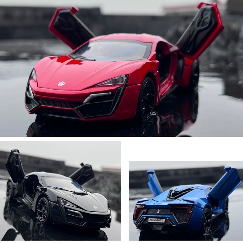 Mô Hình Xe Hơi Lykan Bằng Hợp Kim Tỉ Lệ 1: 32 Có Đèn Và Nhạc Độc Đáo Sống Động