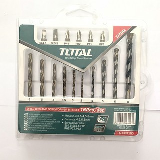 BỘ 16 MŨI KHOAN SẮT, BÊ TÔNG VÀ BẮT VÍT TACSD3165