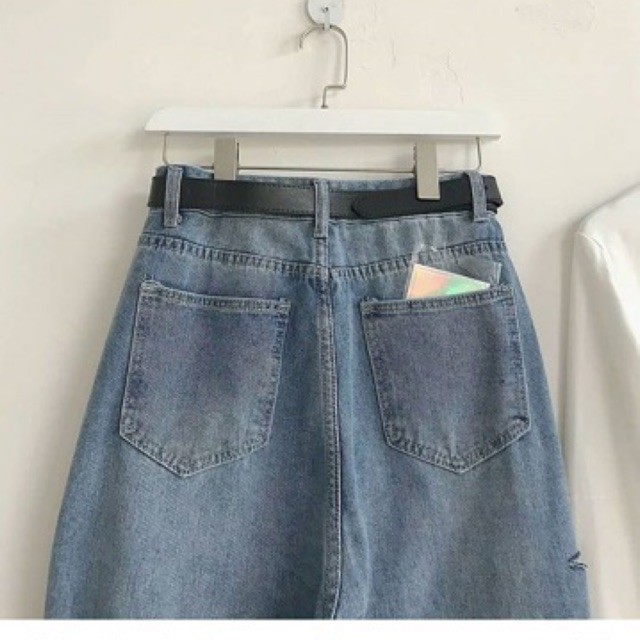 Baggy Jeans Ống Rộng Tua Lai Rách PT