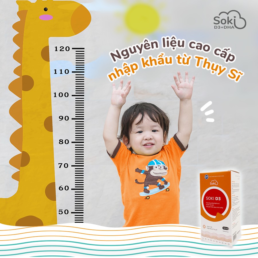 COMBO 3 HỘP SOKI D3 BỔ SUNG VITAMIN D3 TĂNG HẤP THU CANXI - GIẢM CÒI XƯƠNG Ở BÉ