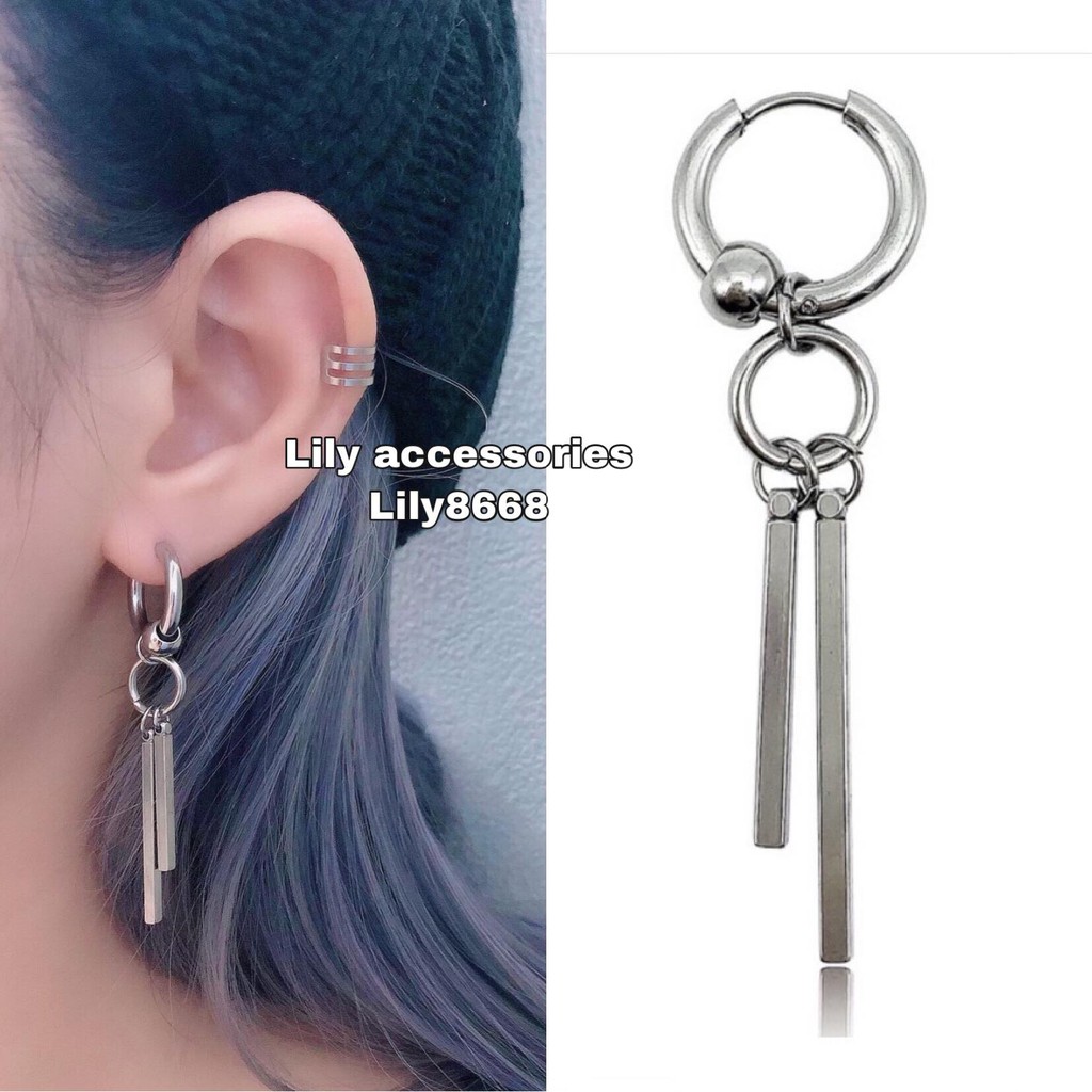 khuyên tai titan tròn bi thanh không gỉ không đen không dị ứng nam nữ unisex