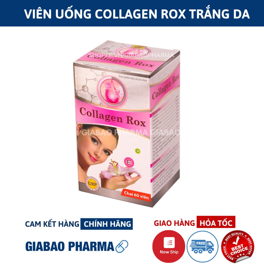 Viên uống Collagen Rox trắng da, bổ sung Collagen chống lão hóa, làm đẹp da, giảm sạm nám