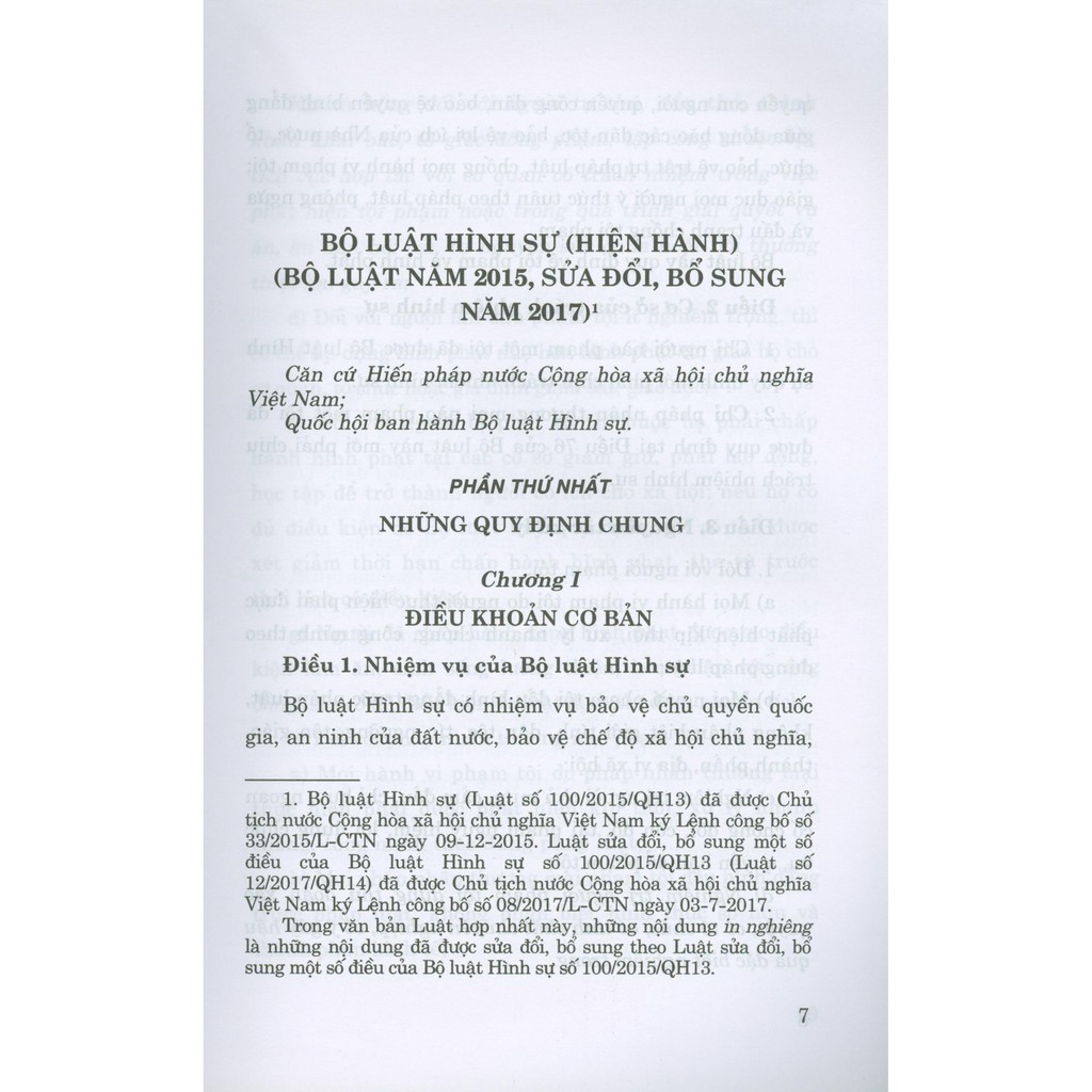Sách - Bộ Luật Hình Sự (Hiện Hành) (Bộ Luật Năm 2015, Sửa Đổi, Bổ Sung Năm 2017) | BigBuy360 - bigbuy360.vn