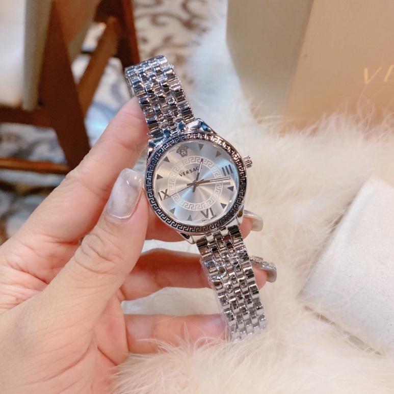 Đồng Hồ Thời Trang Nữ, Đồng Hồ Đeo Tay Đẹp VERSACE Dây Kim Loại Cao Cấp Chống Nước