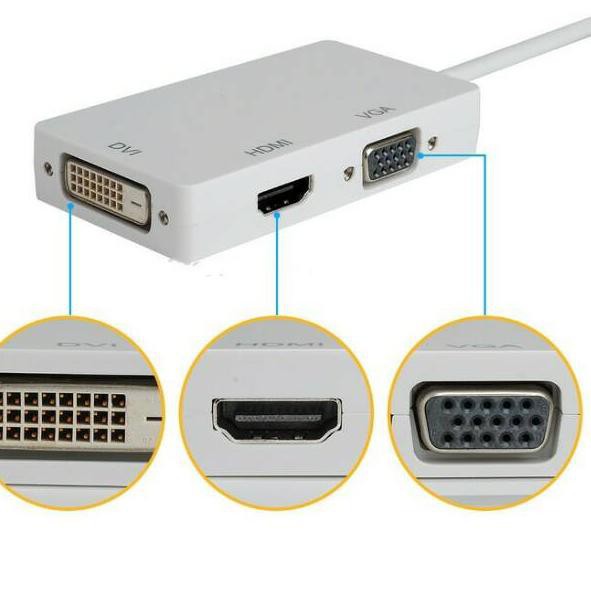 Đầu Chuyển Đổi 3 Trong 1 Từ Macbook Sang Hdmi Vga Dvi Macbook Tablet 11 Imac 13 Air Pro 17