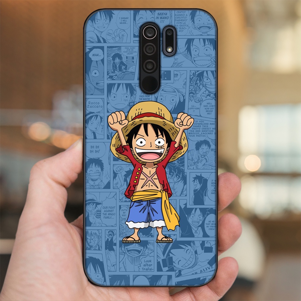 Ốp lưng Xiaomi Redmi 9 viền đen in hình Luffy One Piece
