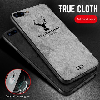 Ốp Điện Thoại TPU Dẻo Phối Vải In Hình Tuần Lộc Cho iPhone 6 6s 7 8 Plus 11 Pro MAX 12 iPhone X XS MAX XR SE