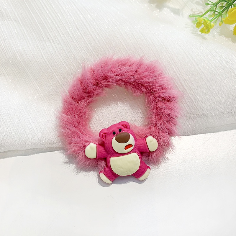 Dây buộc tóc trang trí gấu bông màu kẹo xinh xắn phong cách Hàn Quốc dành cho nữ