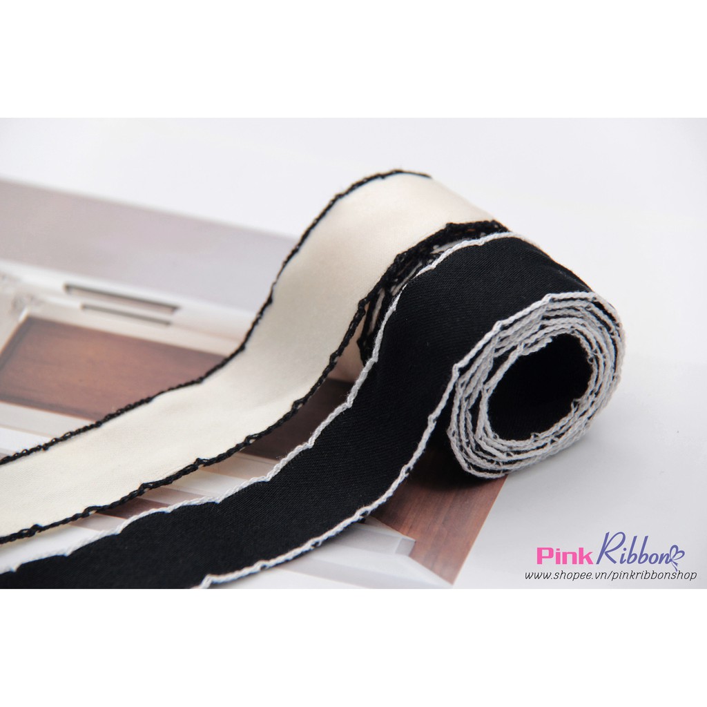 Lụa mờ thêu viền bô đê 25-38mm