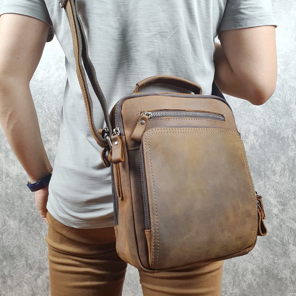 Túi đeo chéo nam da bò thật TD116LEA  - 100% da bò thật, BH 3 năm