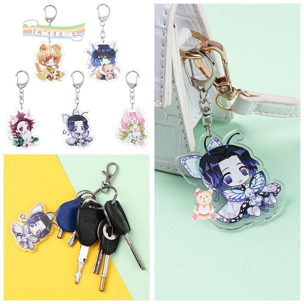 Móc khóa bằng acrylic màu cầu vồng họa tiết nhân vật hoạt hình Kimetsu no Yaiba