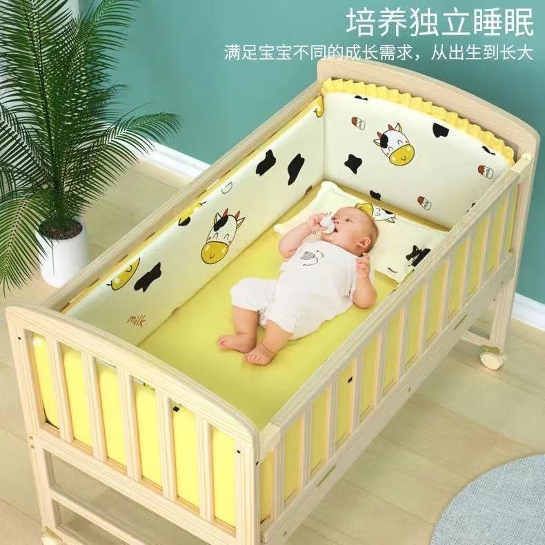 Giường cũi mới của Yubei Le gỗ cứng trẻ em shaker khâu công chúa bb phong cách Châu Âu
