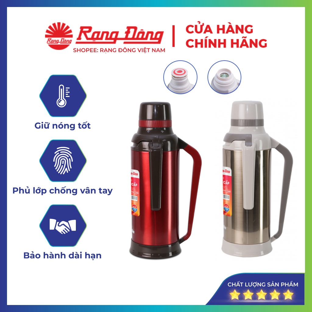 Phích nước rạng đông 2 lit, chất liệu inox cao cấp, Bình thuỷ giữ nhiệt đựng nước nóng, Model: RD 2035 ST1.E