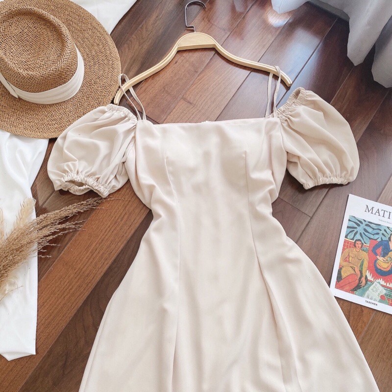 ĐẦM DA RỚT VAI TAY NGẮN PHỒNG - LERA DRESS T176 | BigBuy360 - bigbuy360.vn