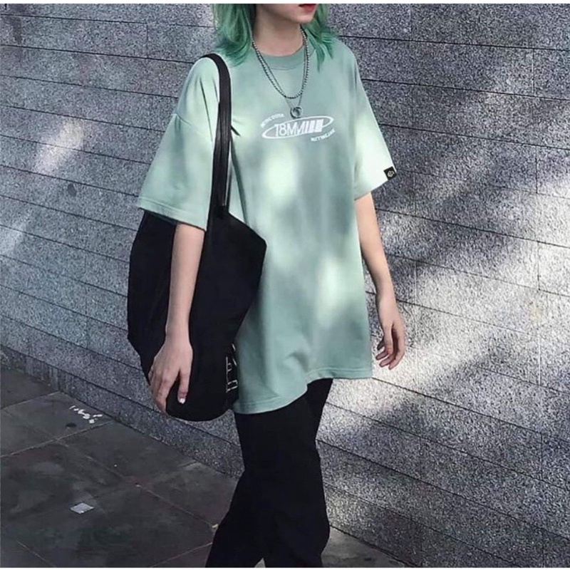 Áo thun phông nam nữ logo tay PINK tay lỡ form rộng 18MMI Unisex