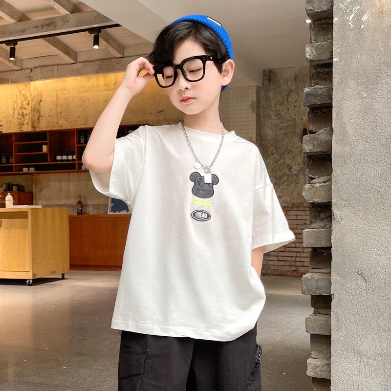 Boys Short-sleeved T-shirt Summer Loose All-match Half-sleeved Korean Version Handsome Children's Cotton T-shirt