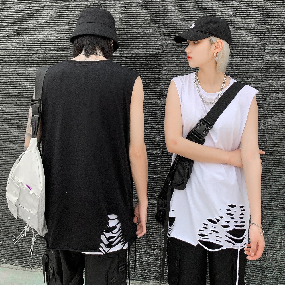 Áo tanktop ba lỗ ulzzang UNISEX rách 2021 dùng mặc lót KÈM VIDEO THẬT