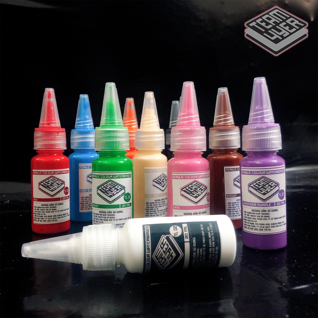 12 Màu Cơ Bản - 11 Màu Nâng Cao Sơn Mô Hình Gốc Nước Acrylic - Sơn AirBrush - Dung Tích Lọ 20 MIL
