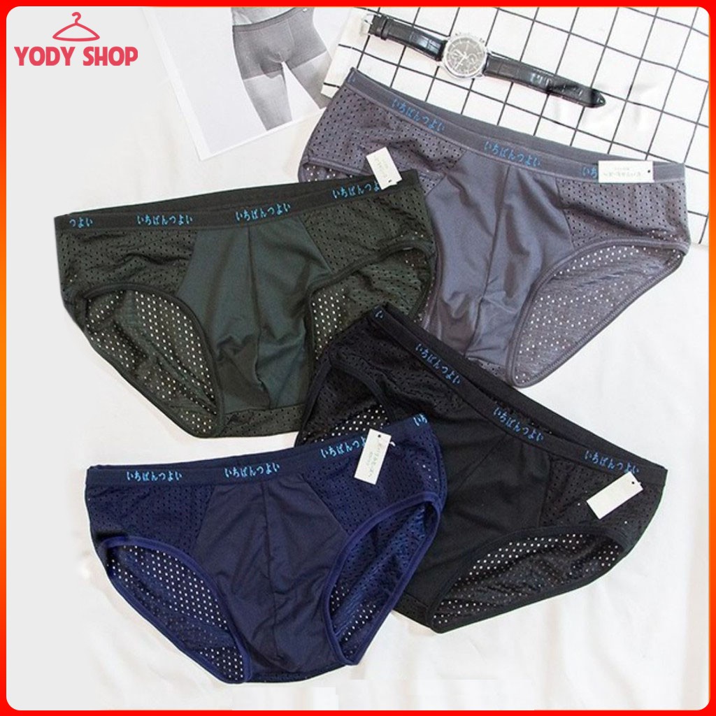 Set 4 quần sịp chéo nam thông hơi thoáng khí xuất Nhật, quần lót tam giác nam thấm hút mồ hôi