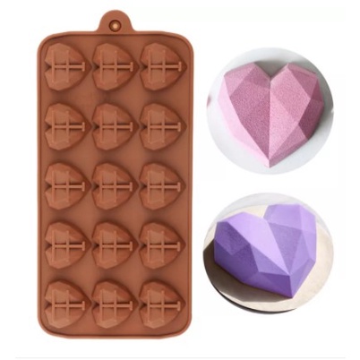 Khuôn sô cô la hình trái tim 15 ô 3D