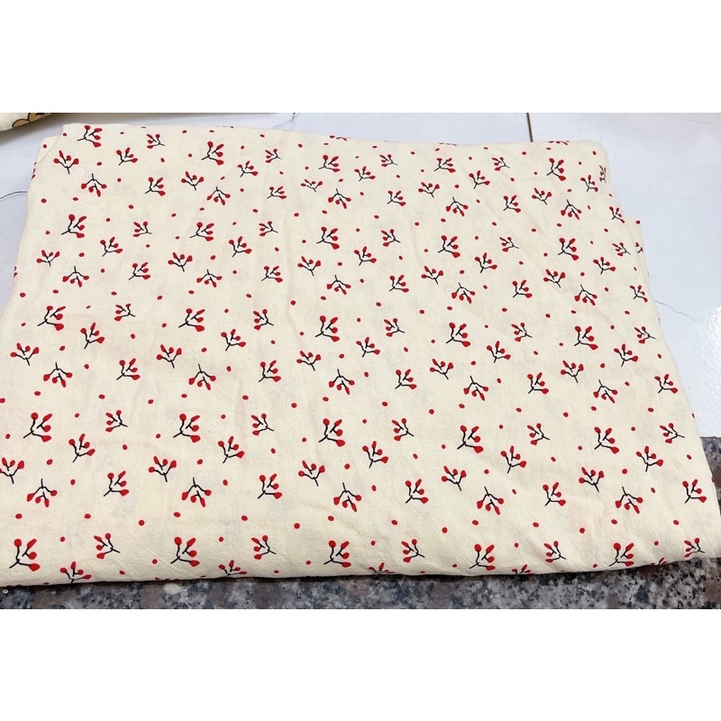 vải thô đũi cara mềm mát may váy áo và đồ handmade cành quả