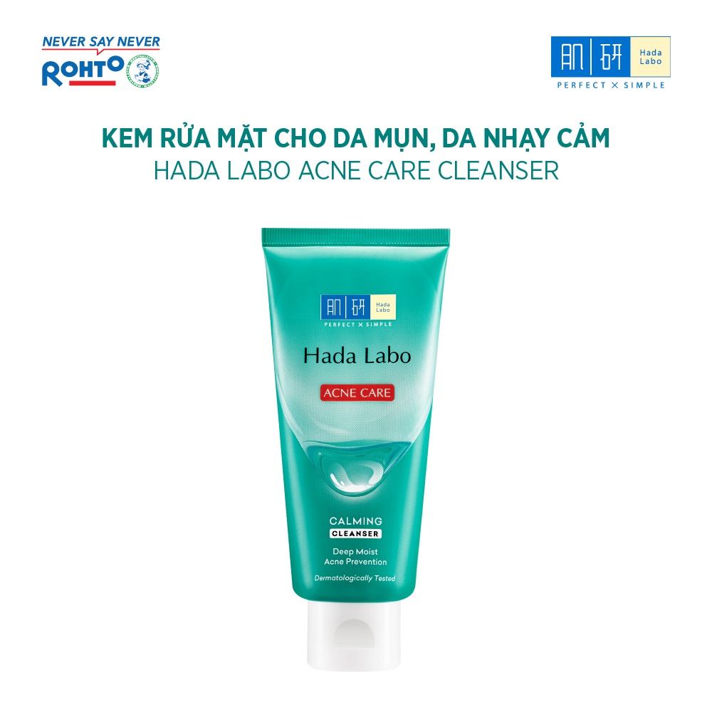 Kem rửa mặt cho da mụn, nhạy cảm Hada Labo Acne Care Calming Cleanser 80g