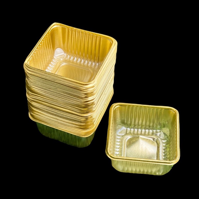 Khay nhựa vàng đựng bánh Trung Thu 7/11cm (10 cái) cho bánh 100 - 300g