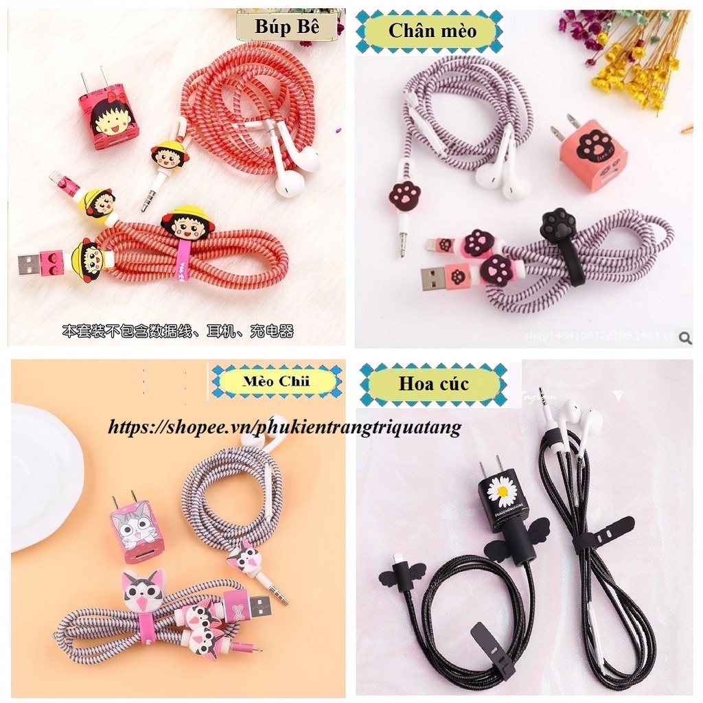 Dây quấn sạc | Dây quấn tai nghe cho IPhone nhiều skin siêu cute để chọn