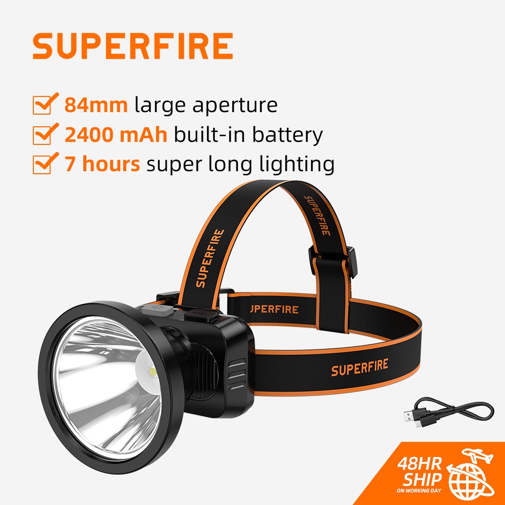 Đèn pin đeo đầu SUPERFIRE HL52 siêu sáng tiện lợi