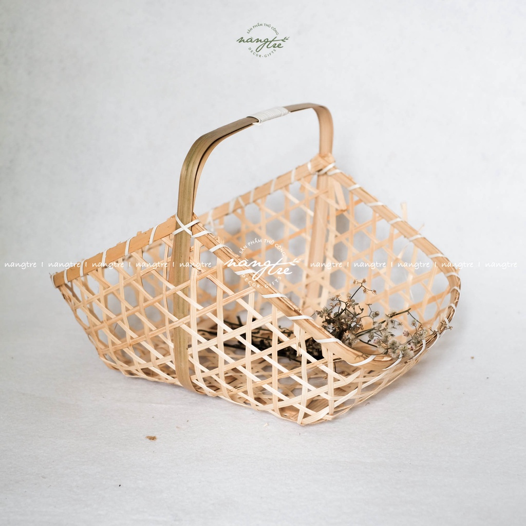 Làn tre đan thưa đựng quà tặng - Trang trí decor